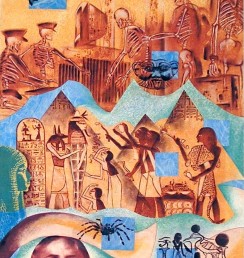 Rituals of Passage, monotype/collage, 22 x 20" (travel series, Egypt)